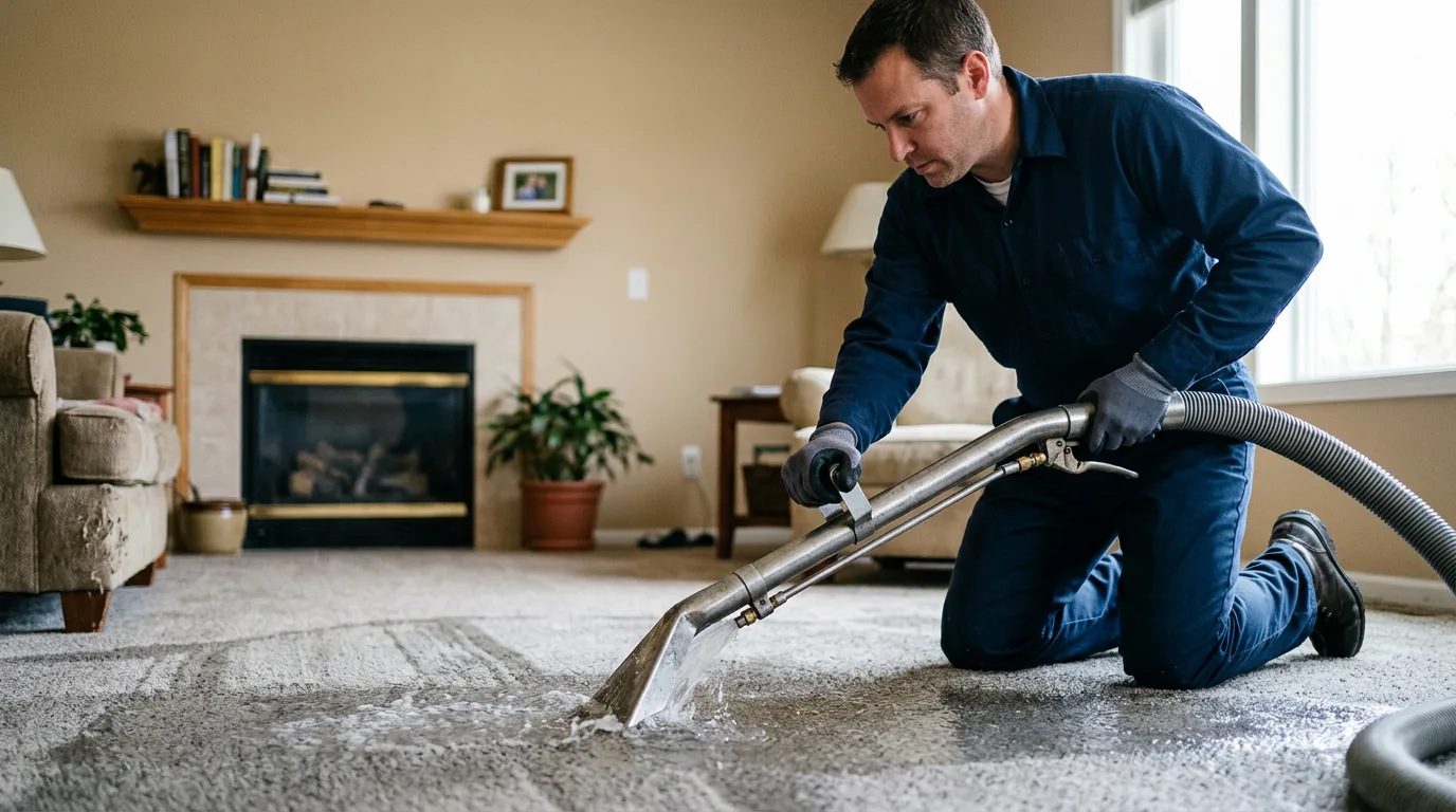 Water damage restoration technician working near Mount Sterling, WI